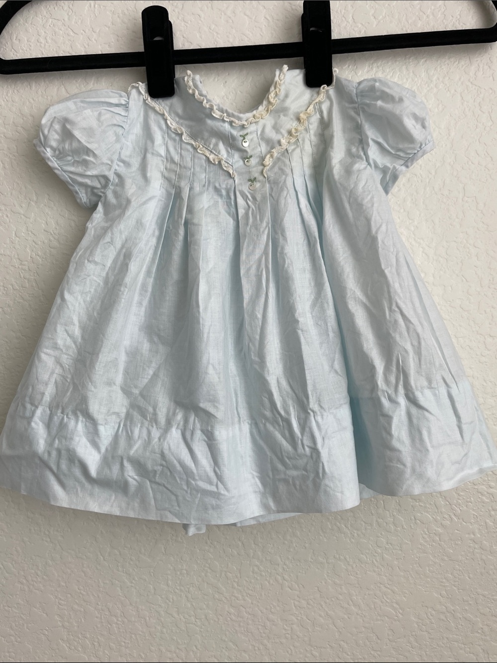 Vintage NANETTE ORIGINALS Babe Frock Puff Sleeve, Light Blue w/Pintuck Front - Picture 12 of 14